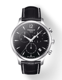 Tissot T Classic Tradition Chronograph Black Dial Black Leather Strap Watch For Men - T063.617.16.057.00