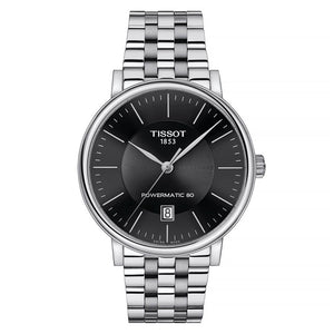 Tissot T Classic Carson Premium Powermatic 80 Black Dial Silver Steel Strap Watch For Men - T122.407.11.051.00