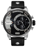 Diesel Little Daddy Black Dial Black Leather Strap Watch For Men - DZ7256
