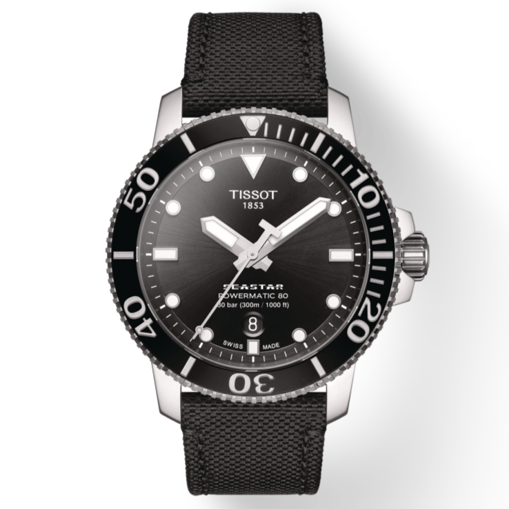Tissot Seastar 1000 Powermatic 80 Black Dial Black Nylon Strap Watch For Men - T120.407.17.051.00