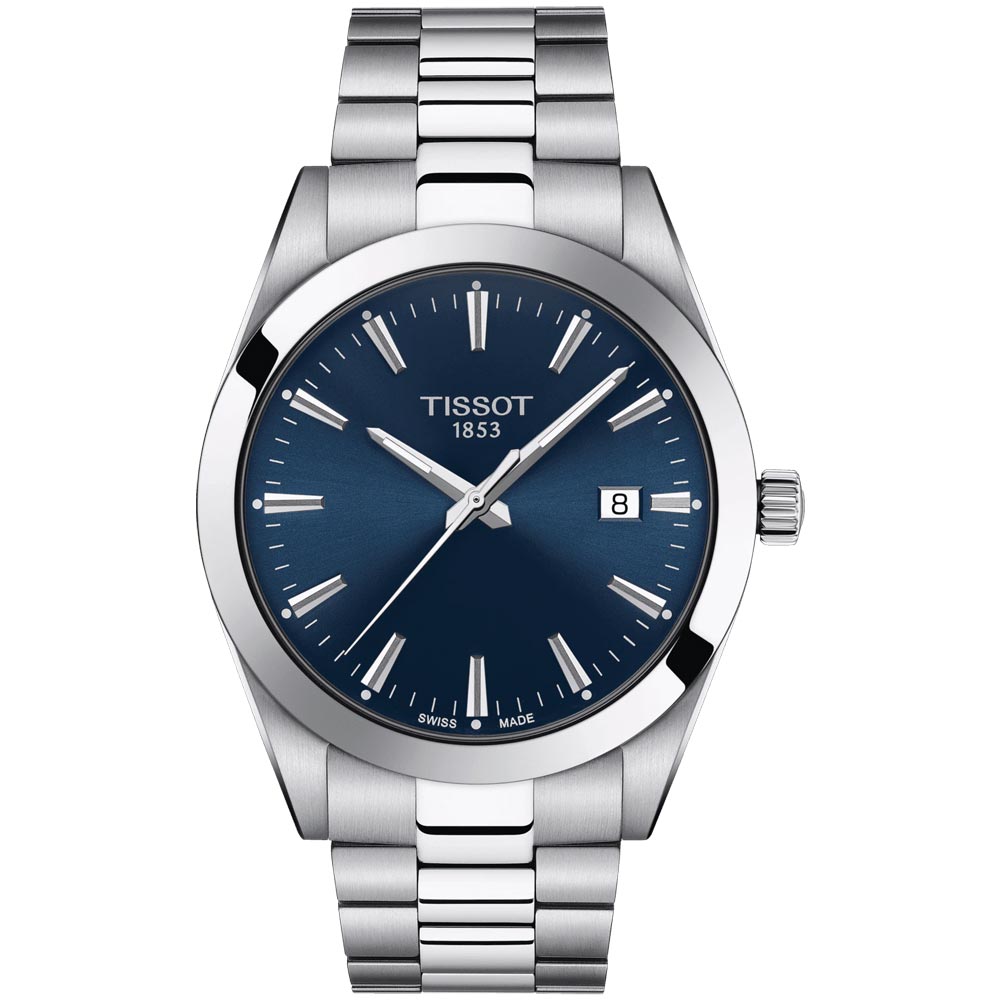 Tissot Gentleman Blue Dial Silver Steel Strap Watch For Men - T127.410.11.041.00