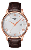 Tissot T Classic Tradition Silver Dial Brown Leather Strap Watch For Men - T063.610.36.038.00
