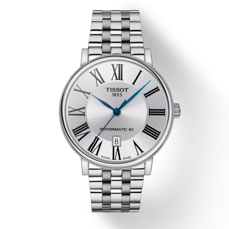 Tissot T Classic Carson Premium Powermatic 80 Silver Dial Silver Steel Strap Watch For Men - T122.407.11.033.00