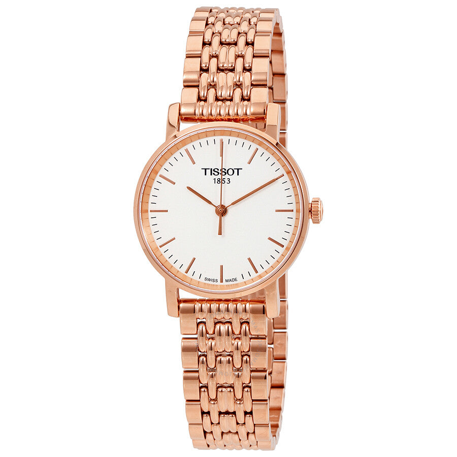 Tissot T Classic Everytime Small White Dial Rose Gold Mesh Bracelet Watch For Women - T109.210.33.031.00