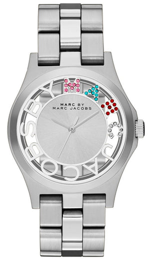 Marc Jacobs Henry Skeleton Silver Dial Silver Steel Strap Watch for Women - MBM3262