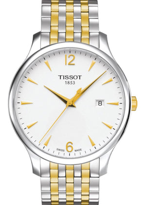 Tissot T Classic Tradition White Dial Two Tone Mesh Bracelet Watch For Men - T063.610.22.037.00