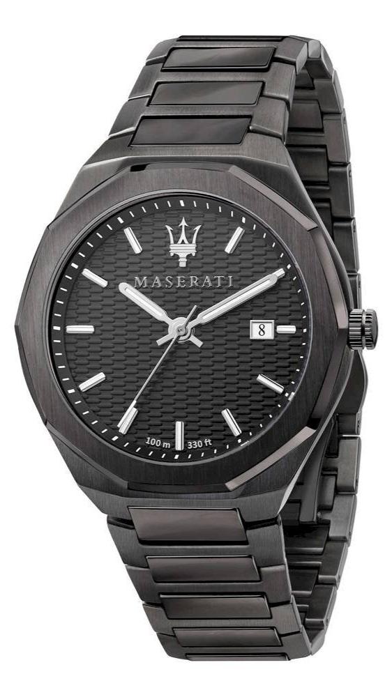 Maserati Stile Quartz Black Dial Black Steel Strap Watch For Men - R8853142001