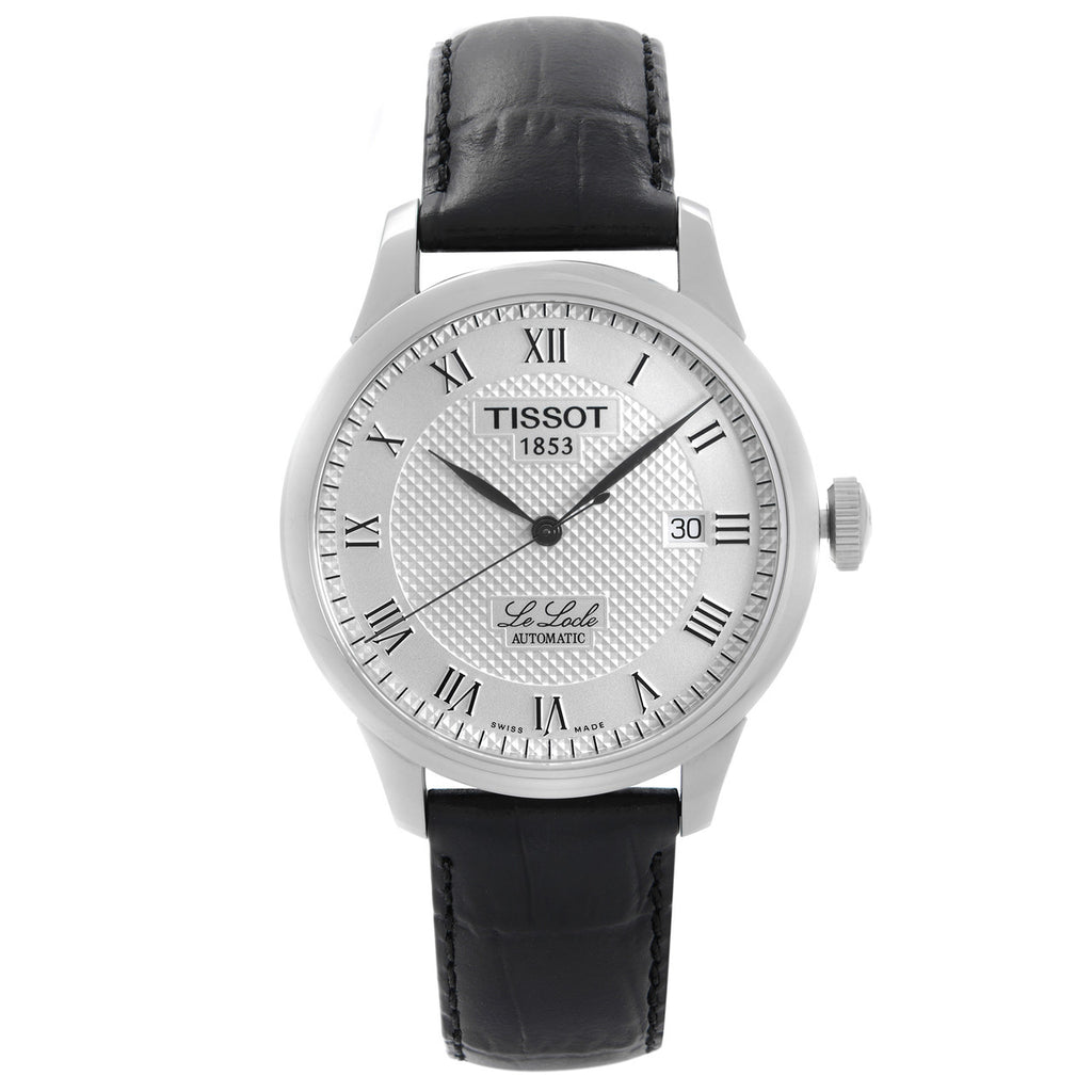 Tissot T Classic Le Locle Automatic Silver Dial Black Leather Strap Watch For Men - T41.1.423.33