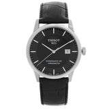 Tissot T Classic Luxury Powermatic 80 Black Dial Black Leather Strap Watch For Men - T086.408.16.051.00