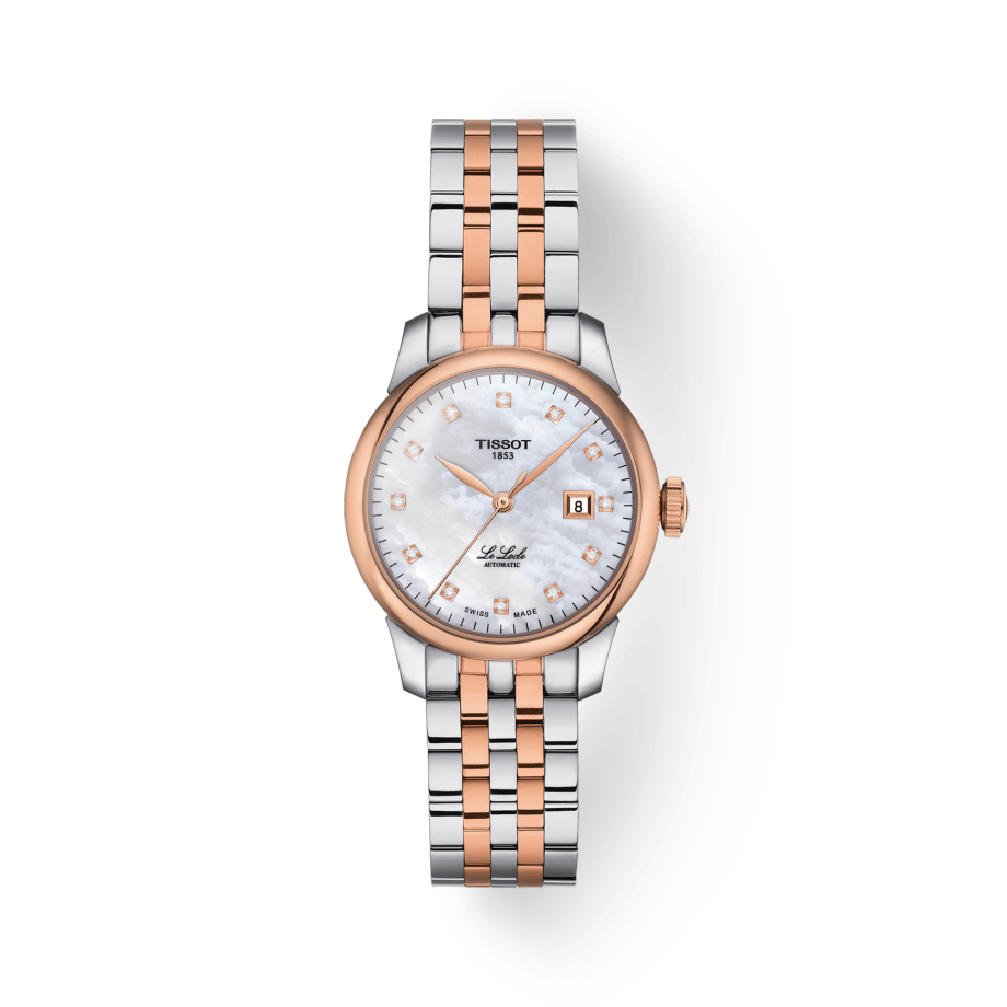 Tissot Le Locle Automatic Diamonds Mother of Pearl White Dial Two Tone Steel Strap Watch For Women - T006.207.22.116.00