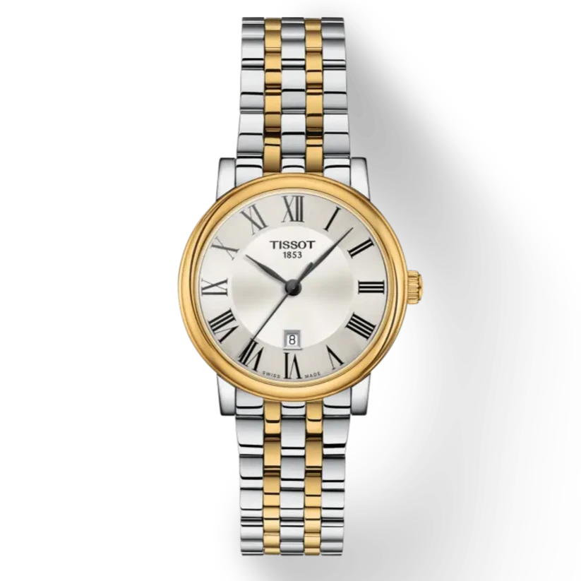 Tissot T Classic Carson Lady Premium Silver Dial Two Tone Steel Strap Watch For Women - T122.210.22.033.00