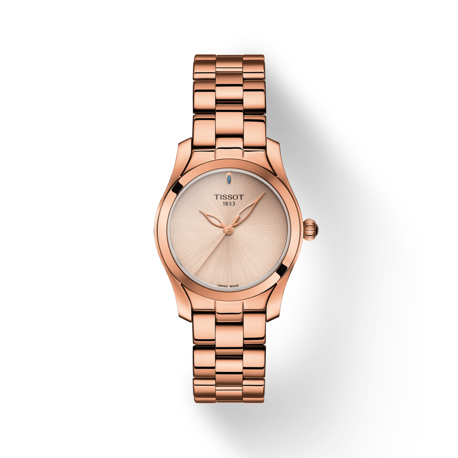 Tissot T Wave Cream Dial Rose Gold Steel Strap Watch For Women - T112.210.33.451.00