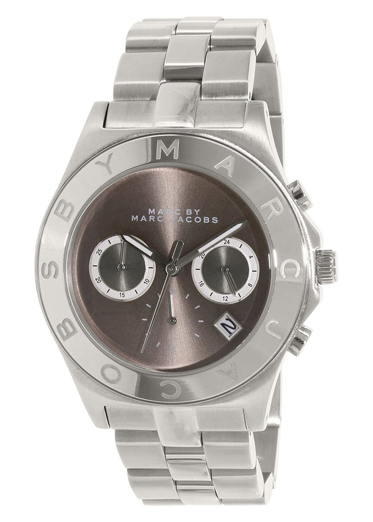 Marc Jacobs Blade Chronograph Brown Dial Silver Steel Strap Watch for Women - MBM8636