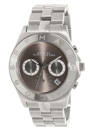 Marc Jacobs Blade Chronograph Brown Dial Silver Steel Strap Watch for Women - MBM8636