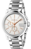 Gucci G Chrono Chronograph Silver Dial Silver Steel Strap Watch For Men - YA101201