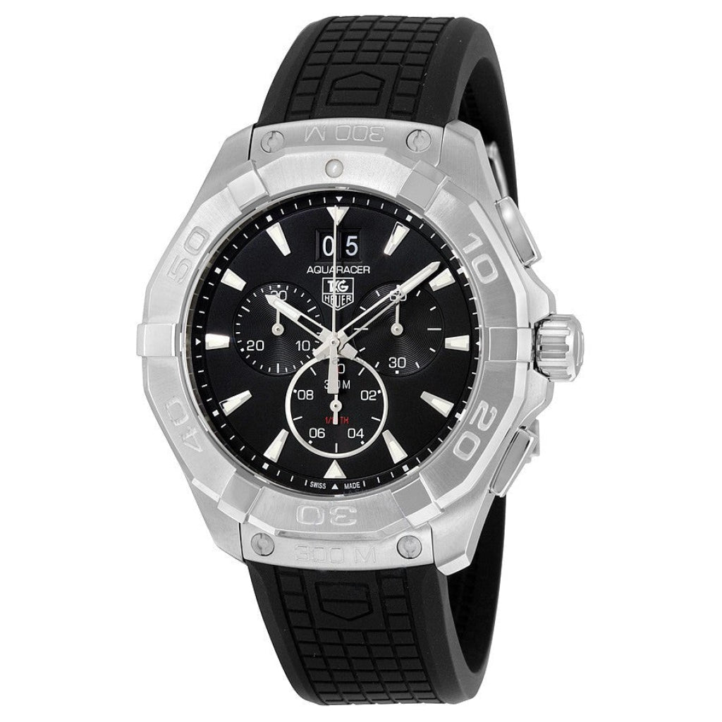 Tag Heuer Aquaracer Chronograph Black Dial Black Rubber Strap Watch for Men - CAY1110.FT6041