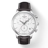 Tissot T Classic Tradition Chronograph White Dial Brown Leather Strap Watch For Men - T063.617.16.037.00