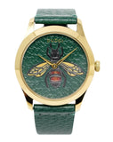 Gucci G Timeless Bee Green Dial Green Leather Strap Watch For Women - YA1264065