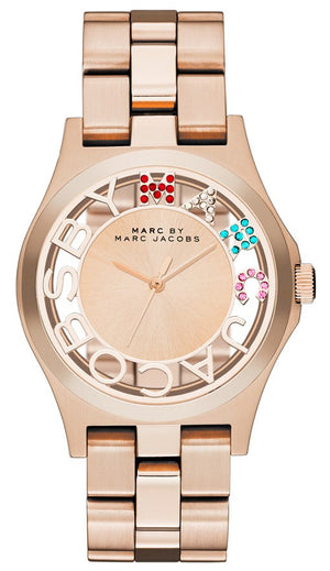 Marc Jacobs Henry Skeleton Rose Gold Dial Rose Gold Steel Strap Watch for Women - MBM3264