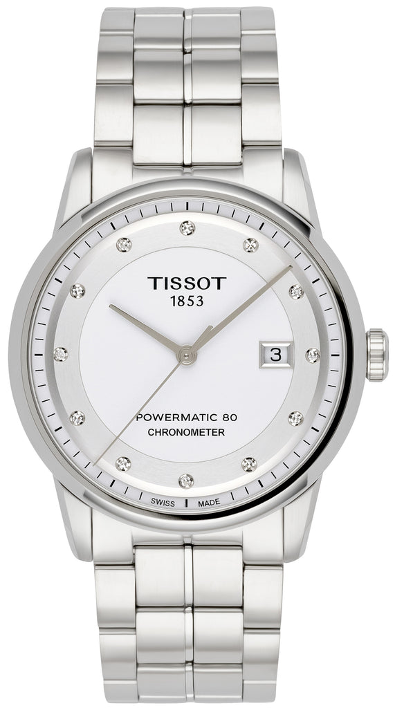 Tissot T Classic Luxury Powermatic 80 White Dial Silver Steel Strap Watch For Men - T086.408.11.016.00