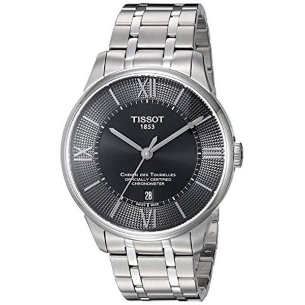 Tissot T Classic Chemin Des Tourelles Chronometer Black Dial Silver Steel Strap Watch For Men - T099.408.11.058.00