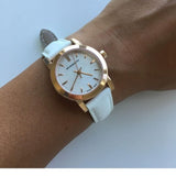 Burberry The City White Dial White Leather Strap Watch for Women - BU9209