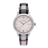 Burberry Classic Stone Silver Dial Horseberry Black Leather Strap Watch for Women - BU10103