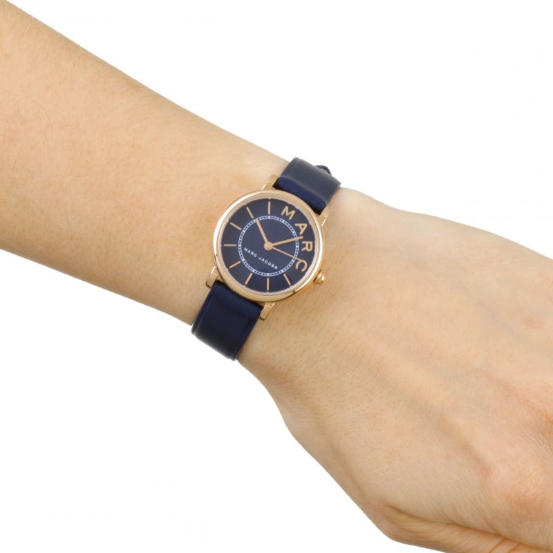 Marc Jacobs Roxy Navy Blue Dial Navy Blue Leather Strap Watch for Women - MJ1539