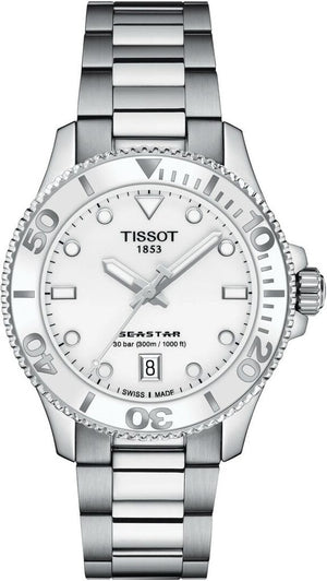 Tissot Seastar 1000 Lady White Dial Silver Steel Strap Unisex Watch - T120.210.11.011.00