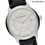 Burberry The Classic Horseferry Beige Dial Black Leather Strap Watch for Men - BU10000
