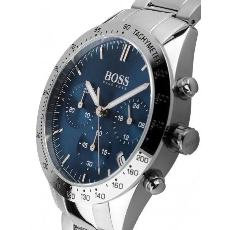 Hugo Boss Talent Blue Dial Silver Steel Strap Watch for Men - 1513582