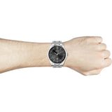 Hugo Boss Officer Black Dial Silver Steel Strap Watch for Men - 1513614