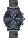 Hugo Boss Skymaster Chronograph Grey Dial Grey Mesh Bracelet Watch for Men  - 1513934