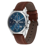 Hugo Boss Skymaster Blue Dial Brown Leather Strap Watch for Men - 1513940