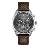 Hugo Boss Champion Grey Dial Brown Leather Strap Watch for Men - 1513815