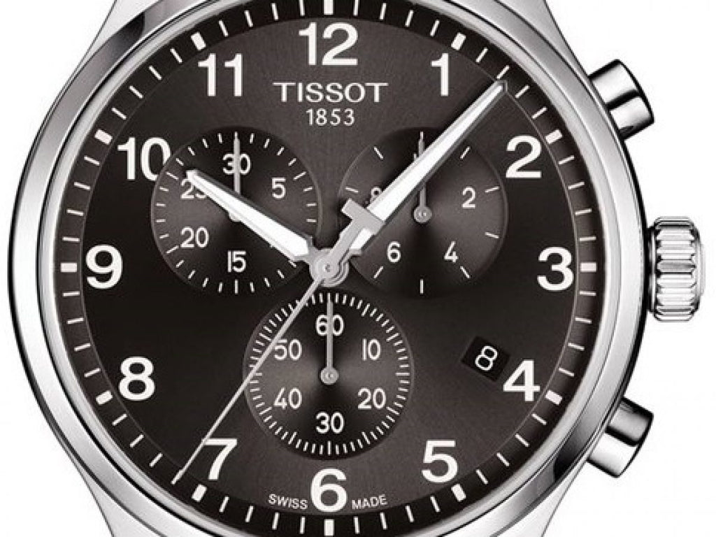 Tissot T Classic Chrono XL Black Dial Silver Steel Strap Watch For Men - T116.617.11.057.01