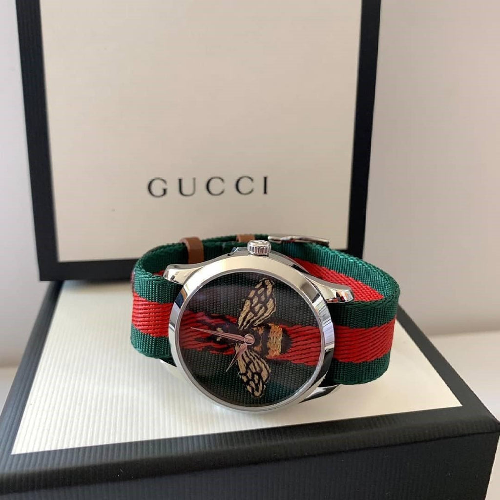 Gucci Le Marche des Merveilles Red & Green Dial Red & Green Nylon Strap Unisex Watch - YA1264060