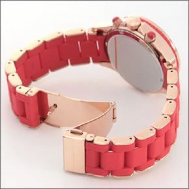 Marc Jacobs Rock Chronograph Red Dial Red Silicone Strap Watch for Women - MBM2577