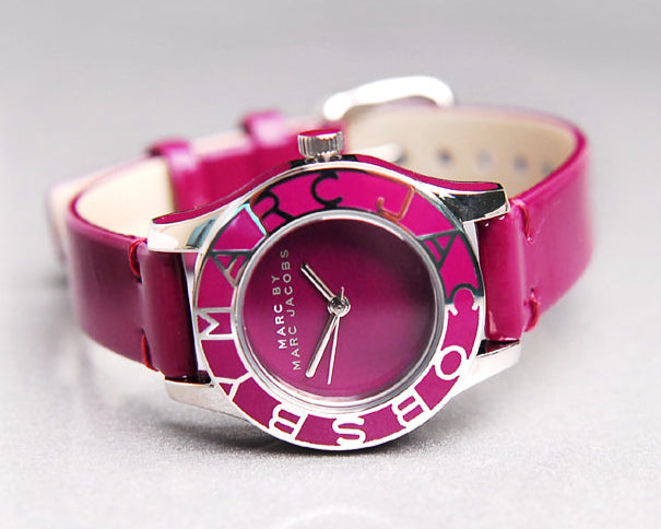 Marc Jacobs Blade Red Dial Red Leather Strap Watch for Women - MBM1157