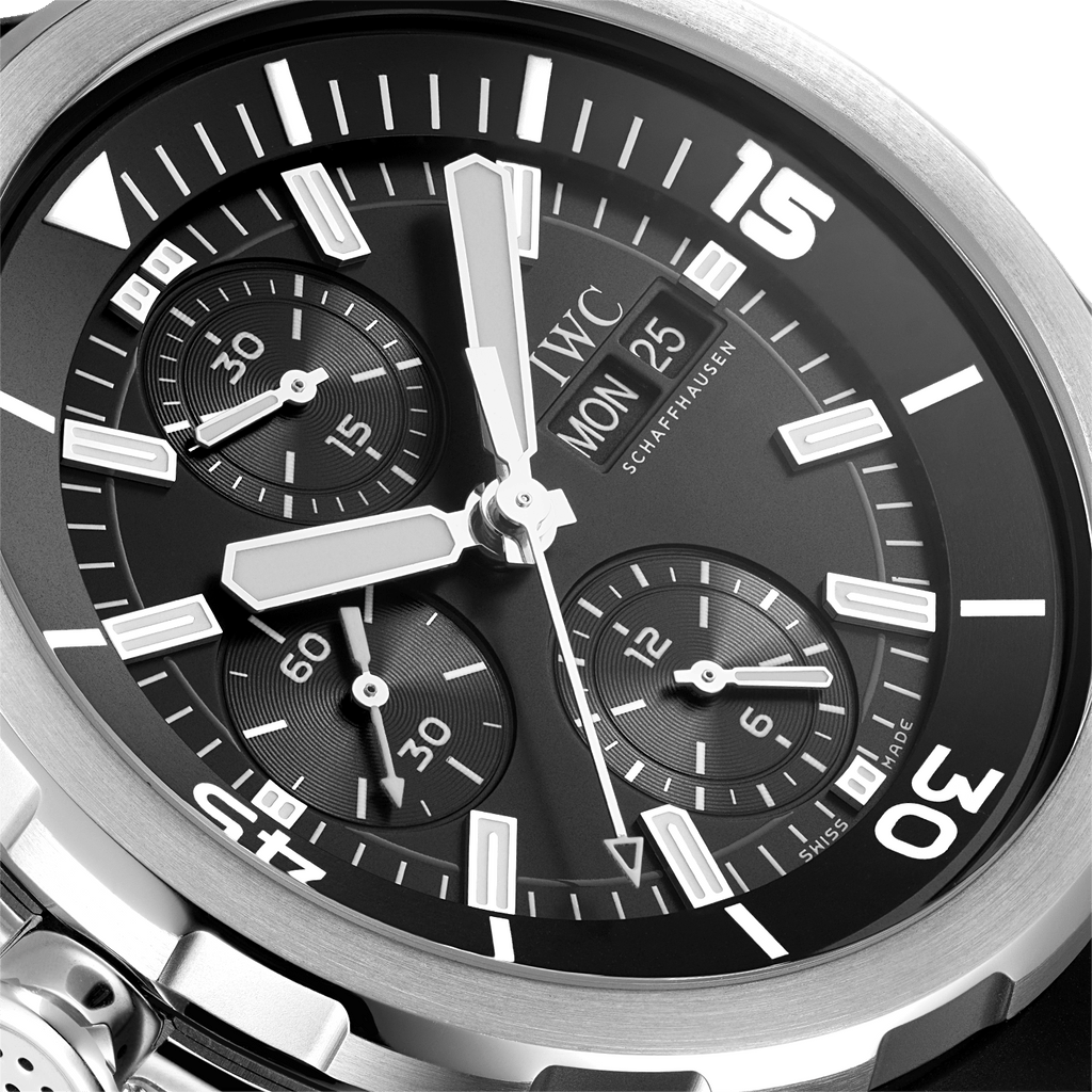 IWC Aquatimer Chronograph Black Dial Black Leather Strap Watch for Men - IW376803