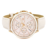 Tommy Hilfiger Carly Cream Dial Cream Leather Strap Watch for Women -1781789