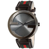 Gucci Interlocking G XL Black Dial Red & Green Leather Strap Watch For Men - YA133206