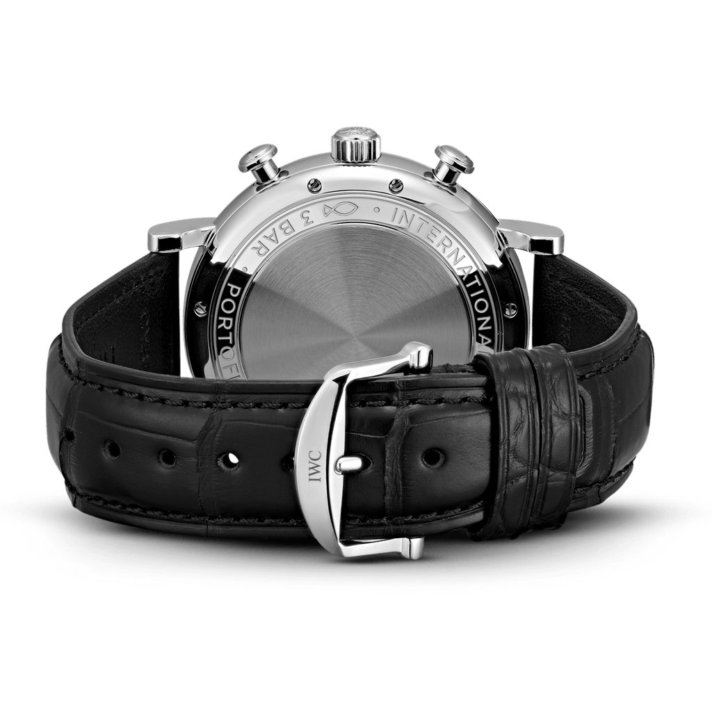 IWC Portofino Chronograph Black Dial Black Leather Strap Watch for Men - IW391029