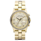 Marc Jacobs Henry Chronograph Gold Dial Gold Steel Strap Watch for Women - MBM3105