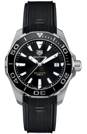 Tag Heuer Aquaracer Black Dial Black Rubber Strap Watch for Men - WAY111A.FT6151