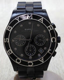 Marc Jacobs Blade Chronograph Black Dial Black Steel Strap Watch for Women - MBM3083