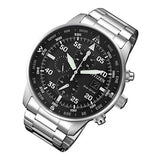 Citizen Eco Drive Chronograph Black Dial Silver Steel Strap Watch For Men - CA0690-88E
