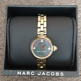 Marc Jacobs Courtney Mother of Pearl Black Dial Gold Steel Strap Watch for Women - MJ3460