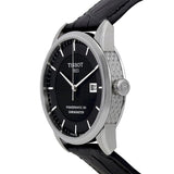 Tissot T Classic Luxury Powermatic 80 Black Dial Black Leather Strap Watch For Men - T086.408.16.051.00