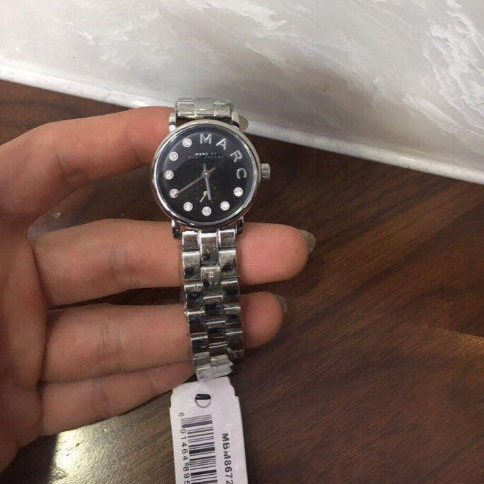 Marc Jacobs Blade Black Dial Silver Steel Strap Watch for Women - MBM8672